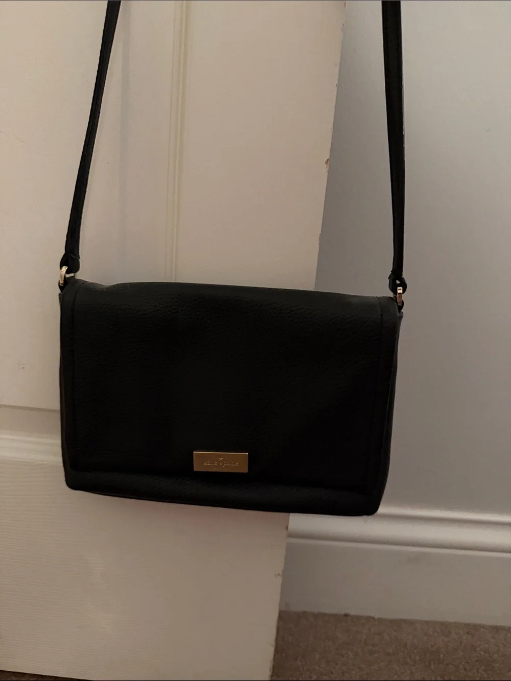 kate spade Black Pebbled Leather Crossbody with Gold Plate